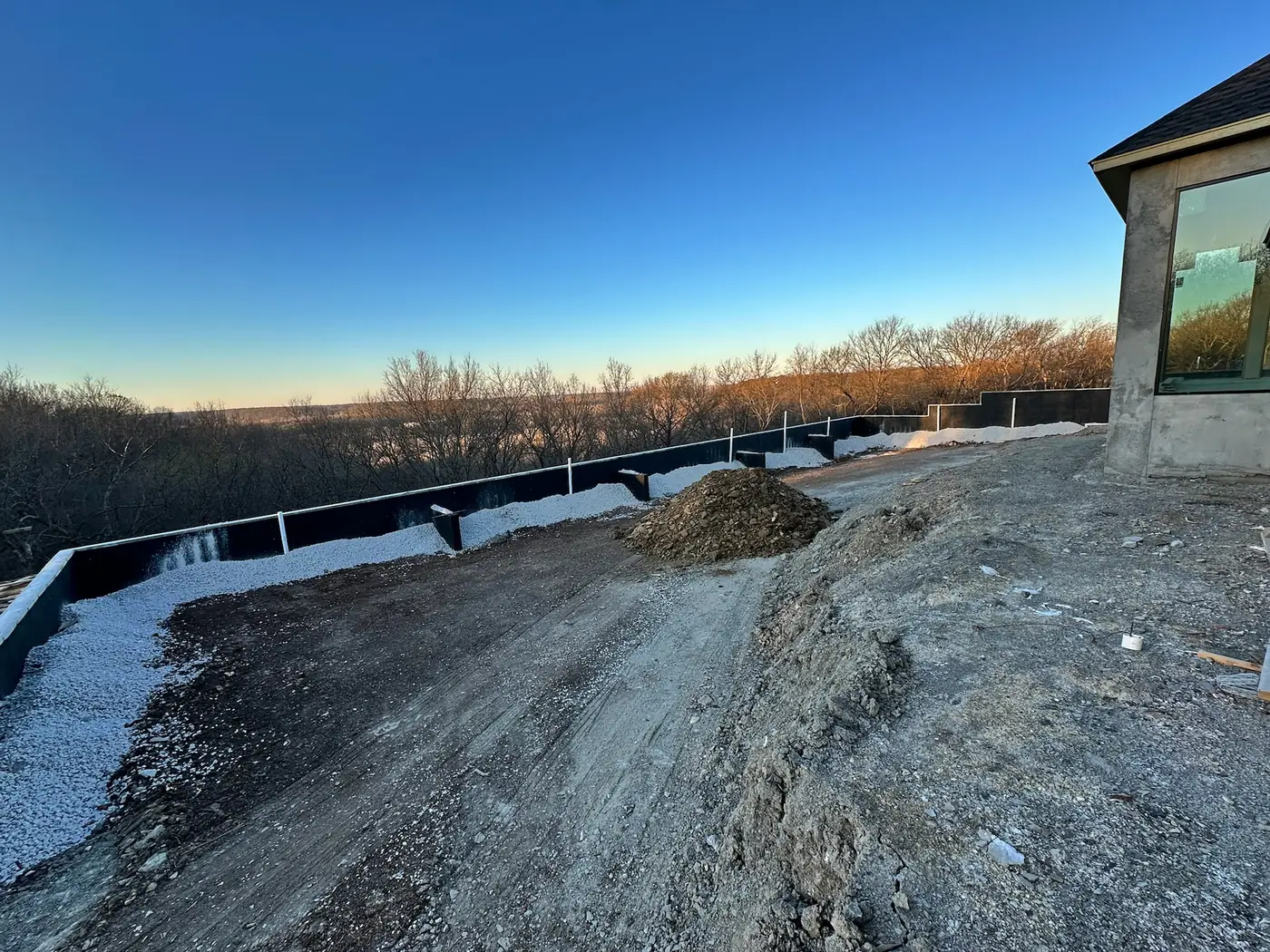 Active dirt work and site preparation around a new home