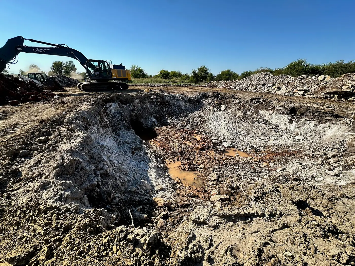J&S Contracting excavation equipment working on a Tulsa-area project