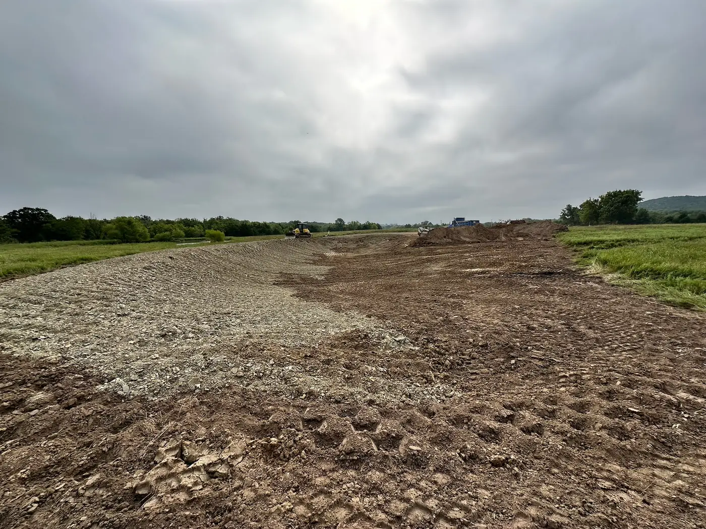 Large site shaped with rough grading and drainage contours