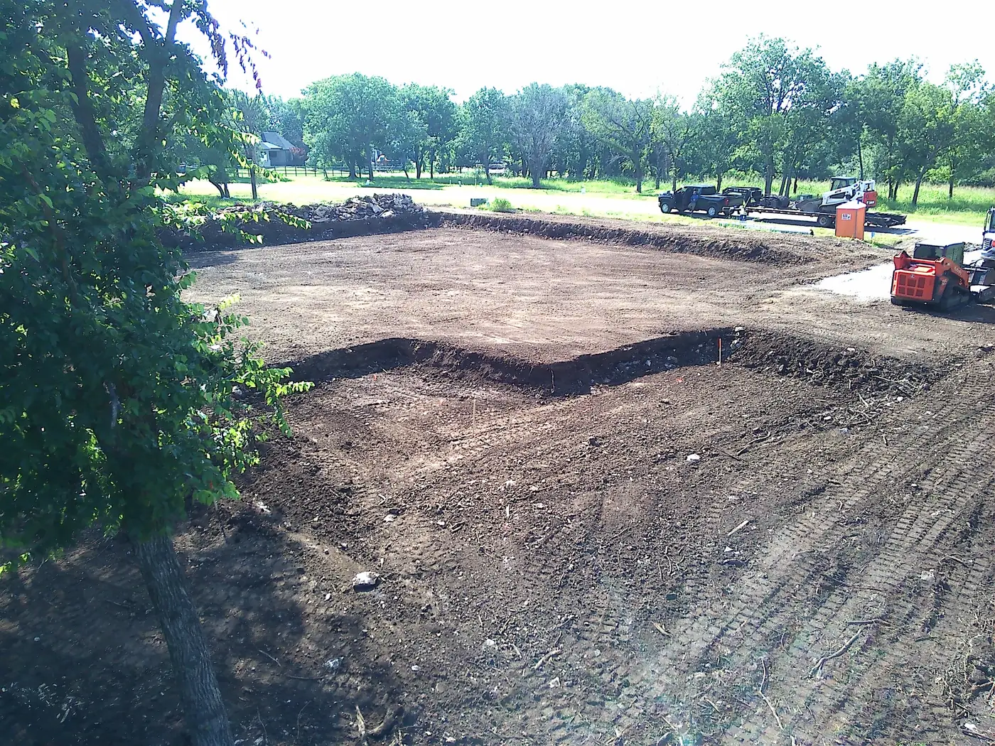 Aerial view of a shaped residential building pad