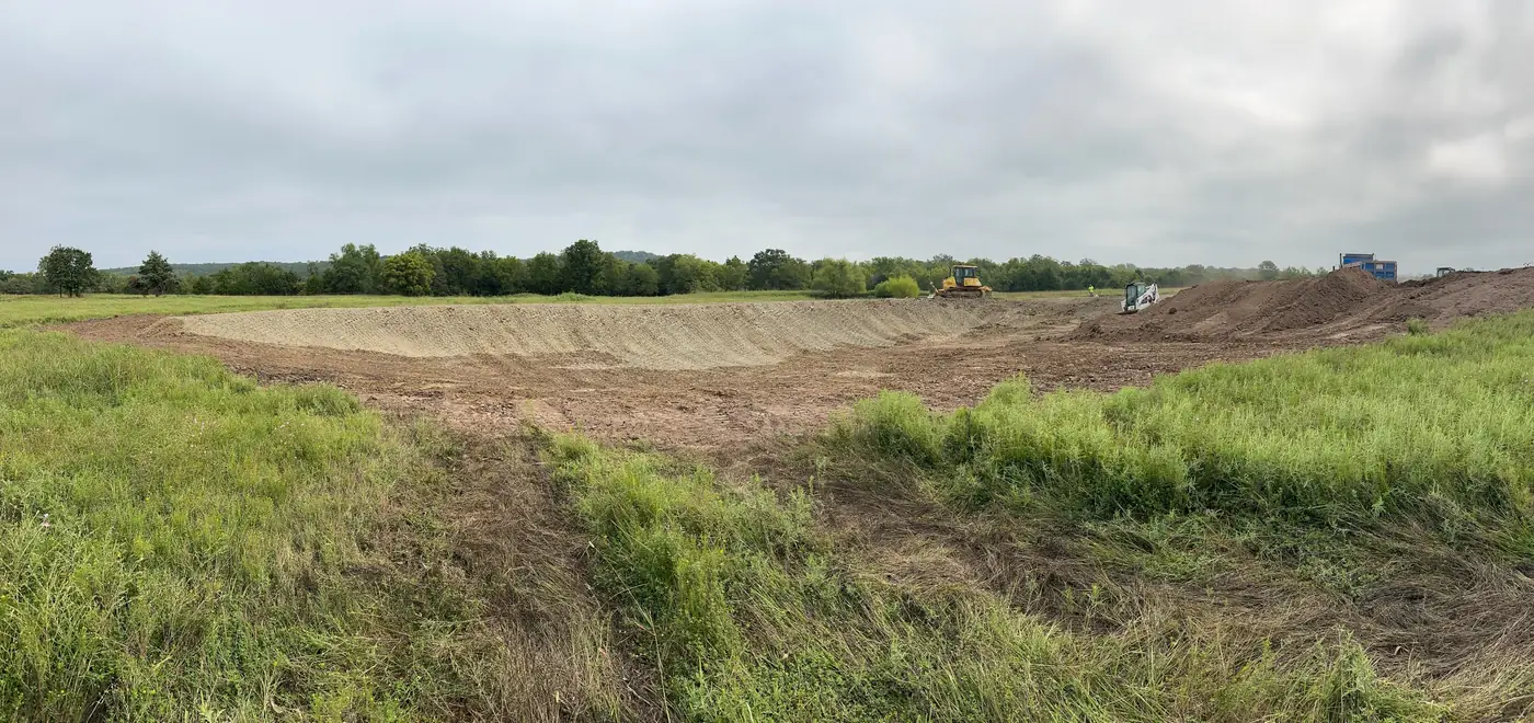 Large drainage basin and earthwork project under construction